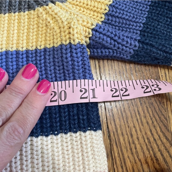 Liz Claiborne LizWear Jeans Vintage High Neck Cable Knit Striped Sweater Size L - Picture 2 of 6